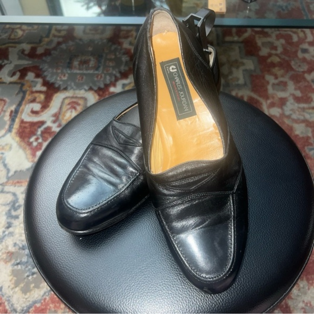 Charles Jourdan Black Leather Loafers UNISEX  7MEN /WM8.5